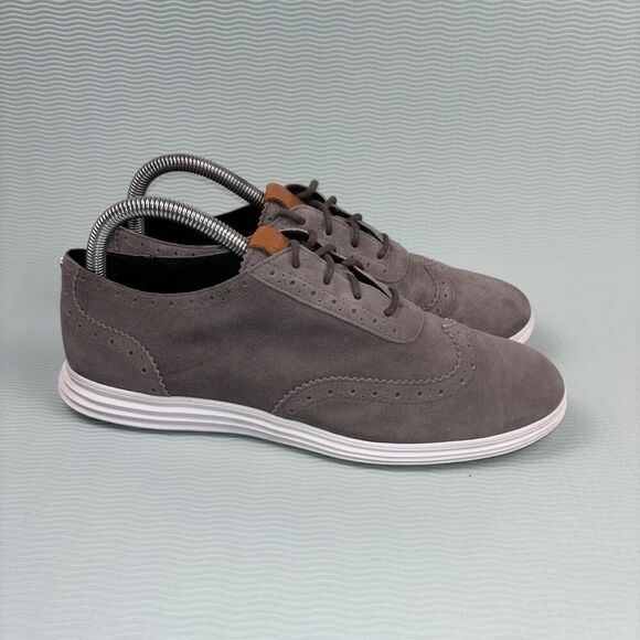 Cole Haan Grand Wingtip Lace Up Grey Suede Oxford Shoes Women’s Size 8.5B - Picture 1 of 9